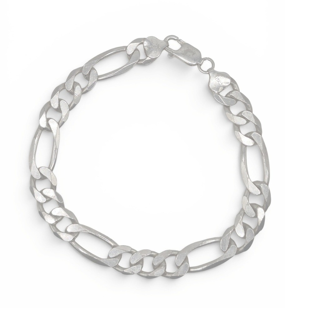 Vintage Figaro Bracelet Mens 9.5" Silver Italian 925 Link